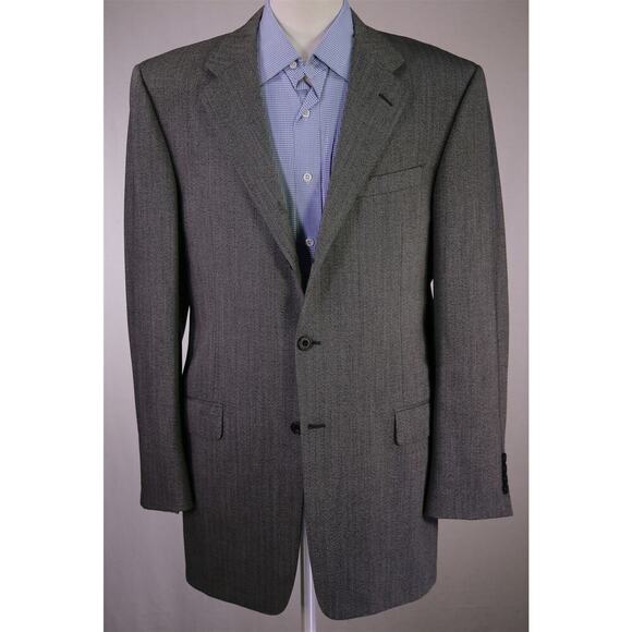 Hickey-Freeman Gray/Black Herringbone Tweed Wool 3-Btn Blazer Sportcoat 42L - Picture 2 of 10